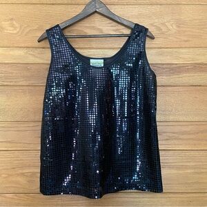 Vintage 80s Trimmings black sequin tank top